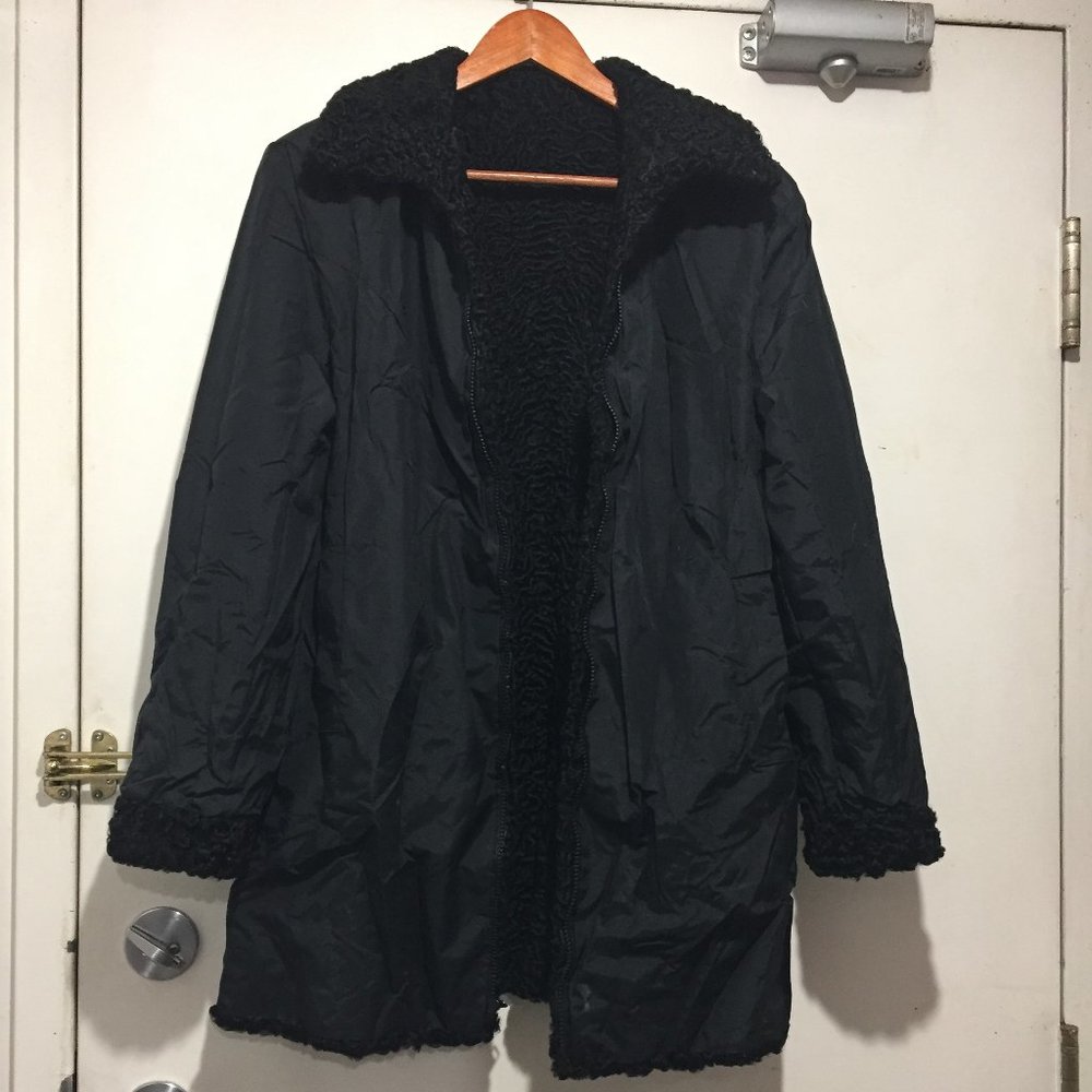 VINTAGE PERSIAN LAMB FUR REVERSIBLE COAT SIZE S - Picture 7 of 10